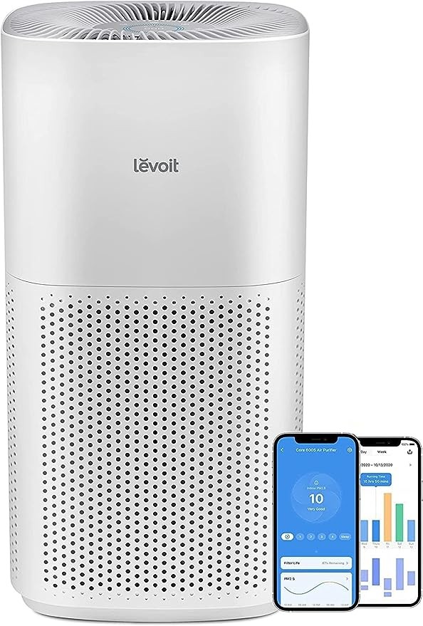 LEVOIT Home Large Room Air Purifier, Coverage Up to 3175 Square Feet, Smart WiFi and PM2.5 Monitor, 3-in-1 Filter Captures Particles, Smoke, Pet Allergies, Dust, Pollen, Alexa Control, Core 600S, Whit